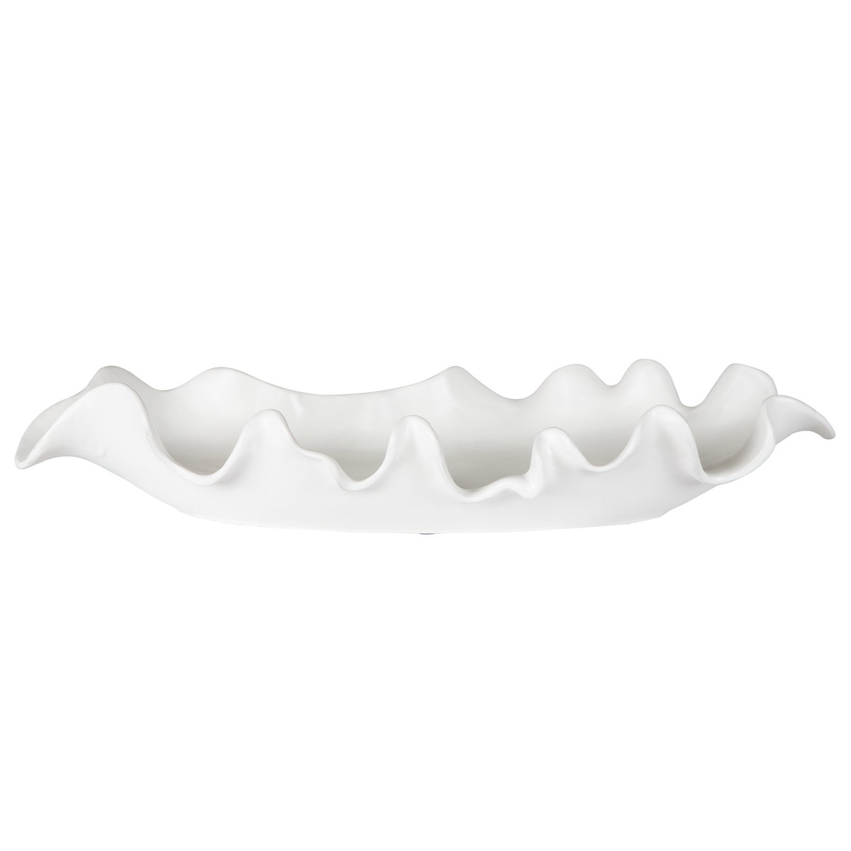 Ruffled Feathers Modern White Bowl, Decorative Tray by Uttermost, 24" width x 4" height x 9.84" depth View 1
