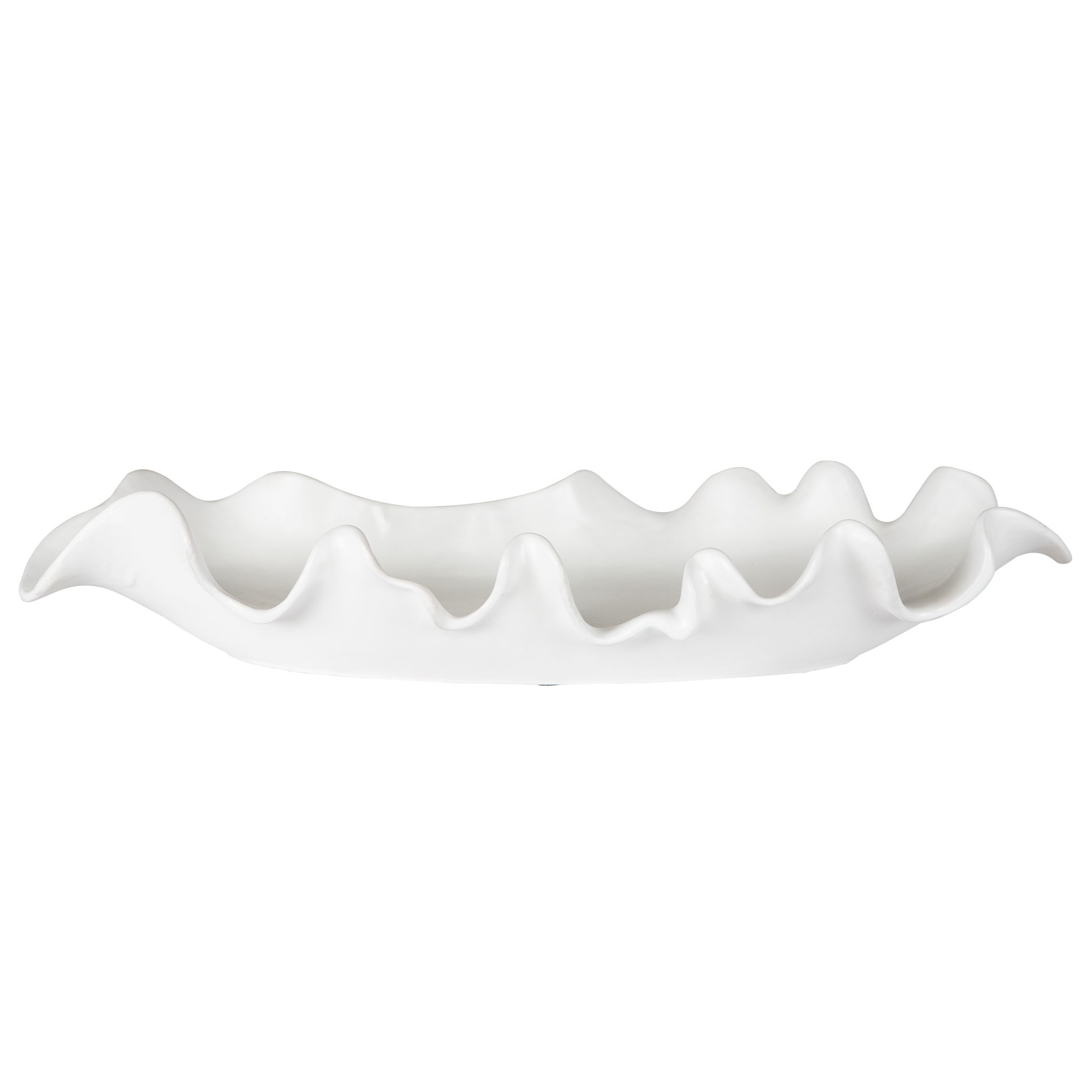 Ruffled Feathers Modern White Bowl, Decorative by Uttermost, 24" width x 4" height x 9.84" depth View 1