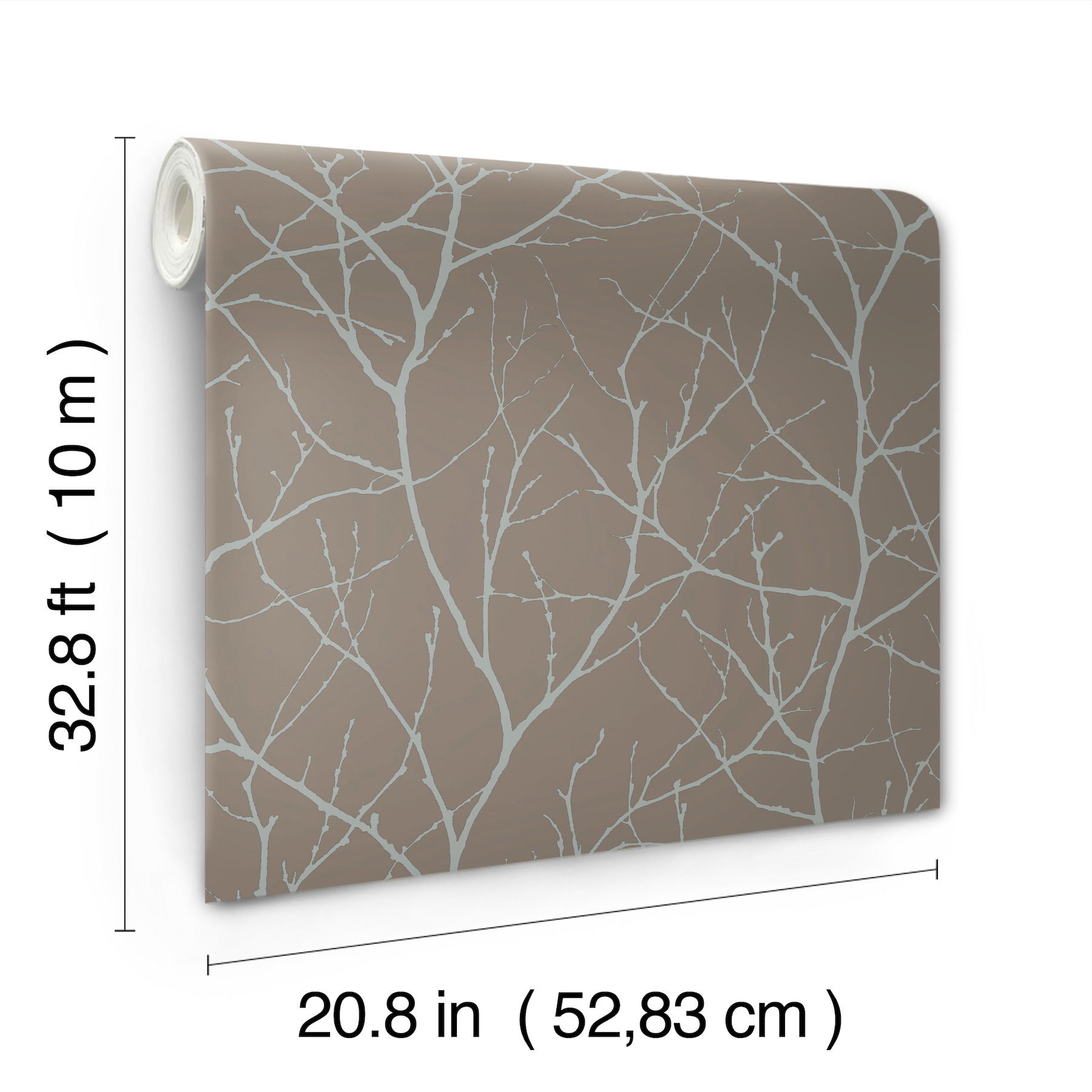 Trees Silhouette Mocha & Silver Wallpaper large image 