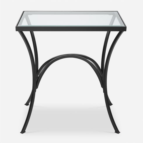 Alayna Black Metal & Glass End Table