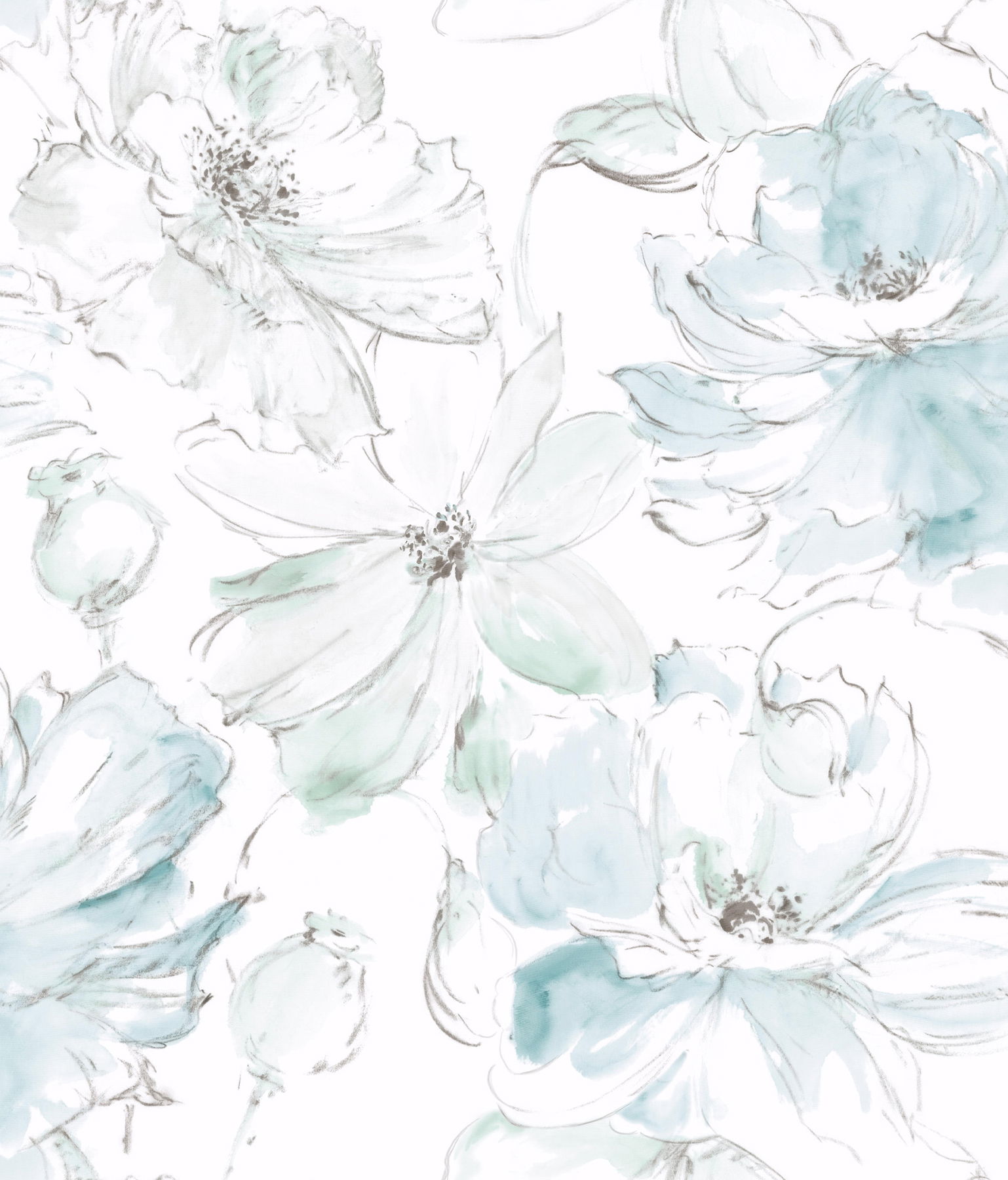 Floral Dreams Mineral Green Peel & Stick Wallpaper large image 