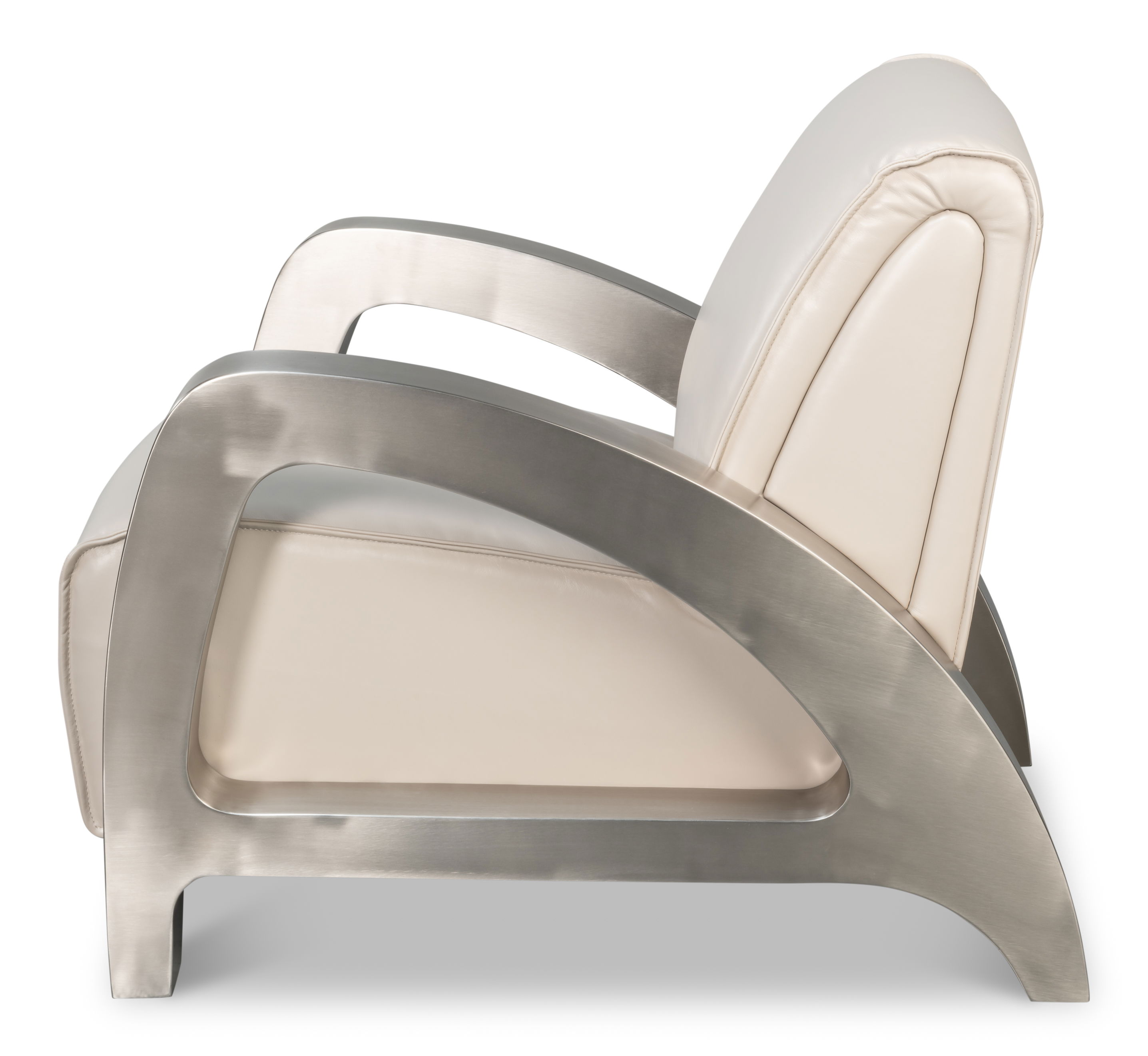 Carlisle Armchair, Crystal White Leather, Seating by Sarreid, 29" length x 37" width x 30" height View 9