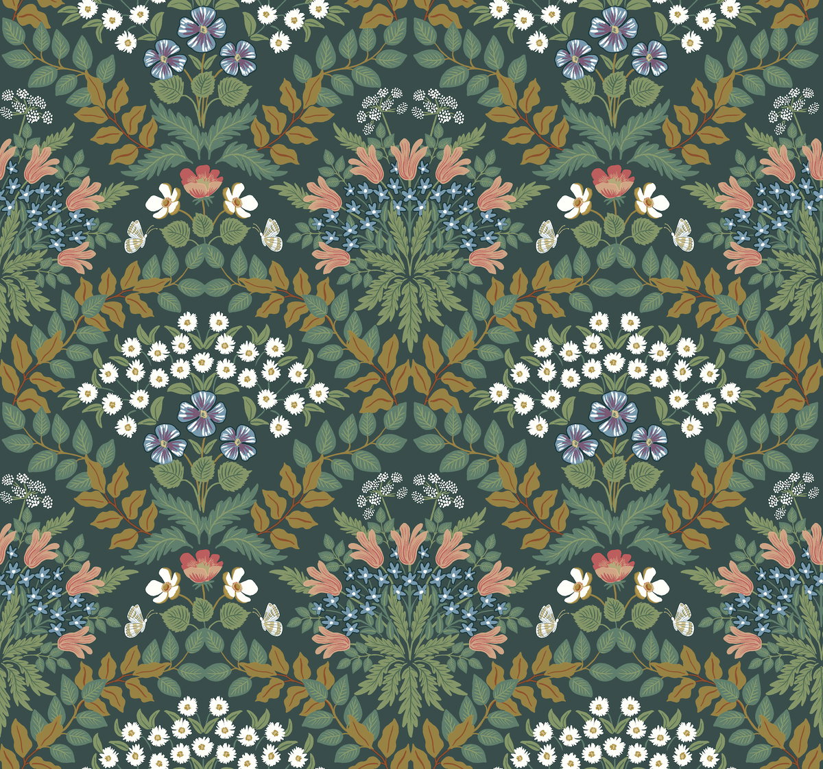 Bramble Green & Gold Wallpaper, by York Wall, 27' length x 2'3" width x 0.02" depth