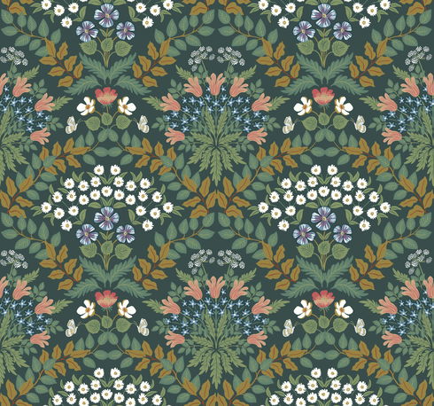 Bramble Green & Gold Wallpaper