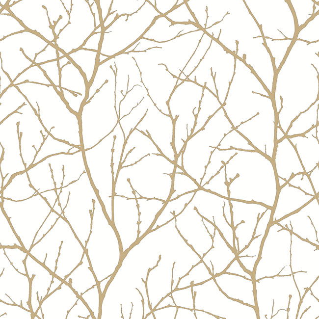 Trees Silhouette White & Gold Wallpaper large image 