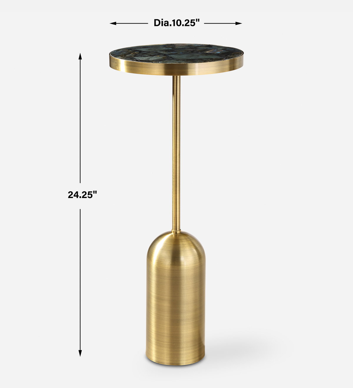 Pascal Brass Drink Table, Side & End Table by Uttermost, 10.25" width x 24.25" height x 10.25" depth View 3
