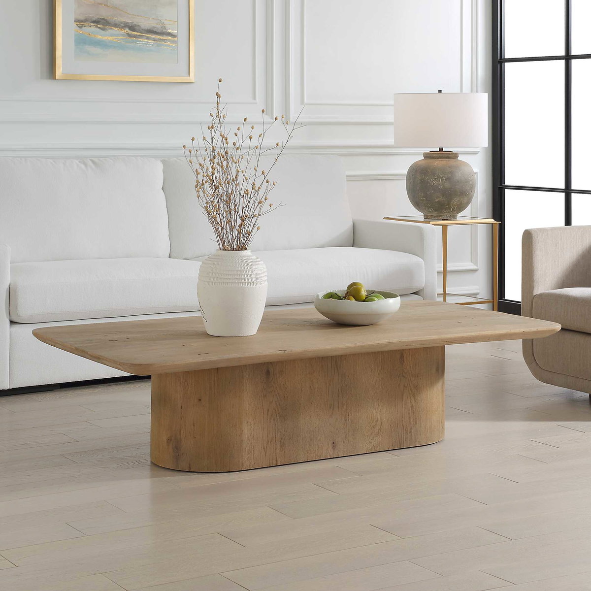 Camerlin Oak Coffee Table, Furniture by Uttermost, 66" width x 16" height x 32" depth View 4