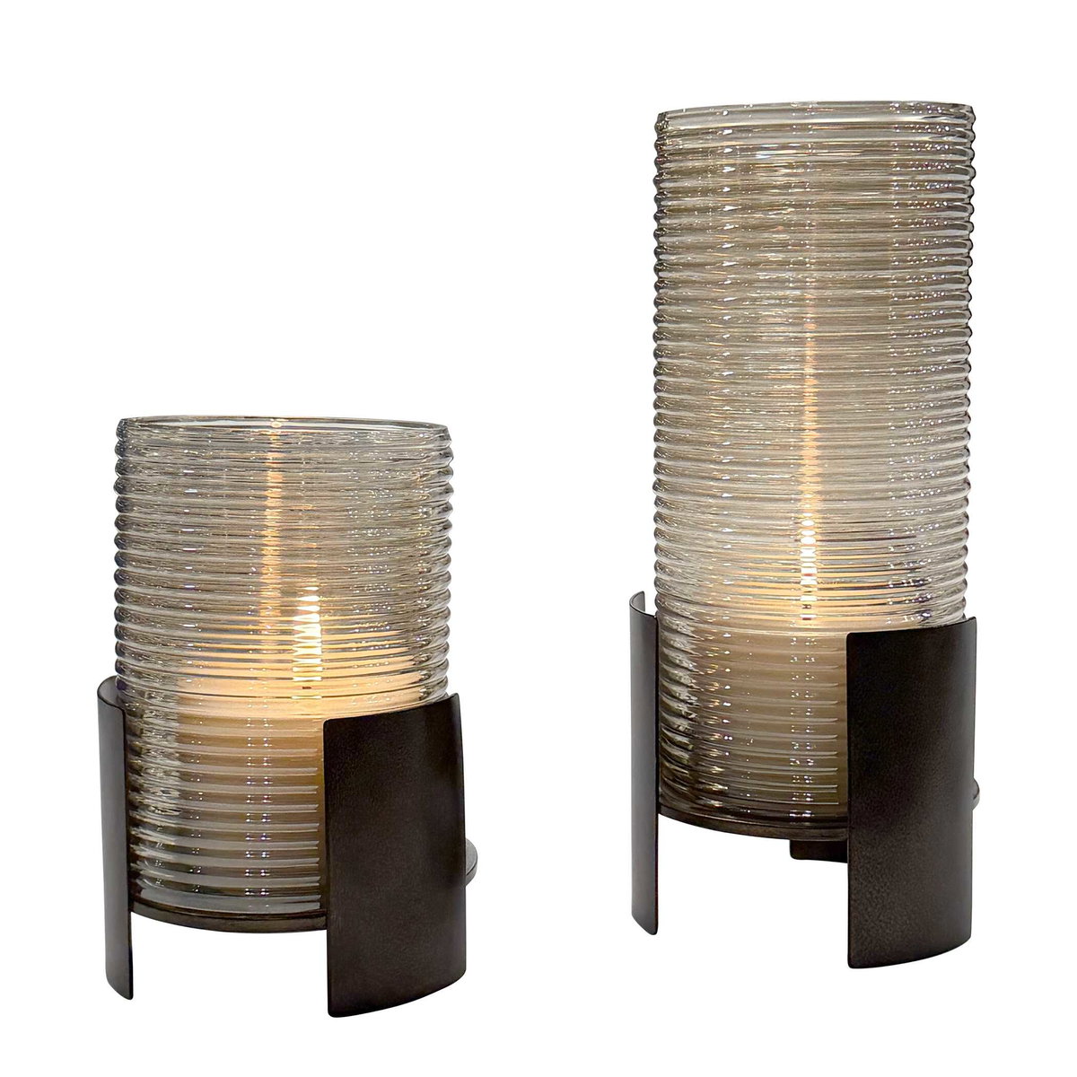 Fluted Fire Cylinder Candleholders Set/2, Candles & Candle Holder by Uttermost, 5.25" width x 12" height x 5.25" depth View 4