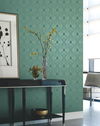 Harlowe Teal & Gold Wallpaper, by York Wall, 32'9.6" length x 1'8.8" width x 0.02" depth thumbnail 2