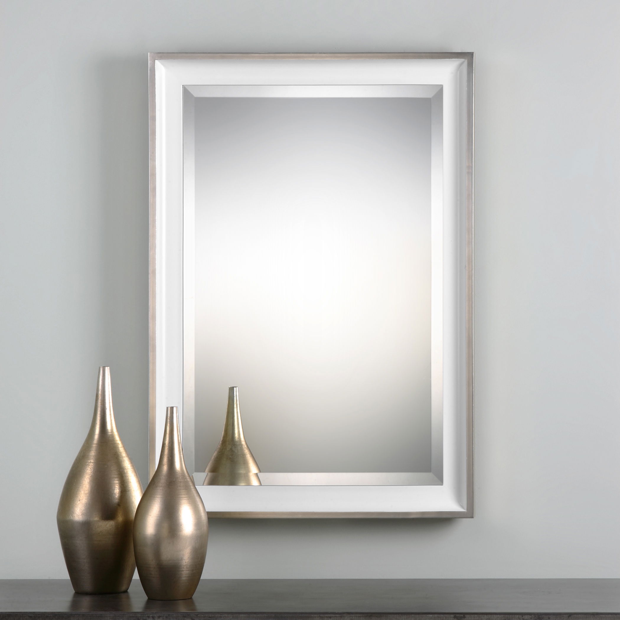 Lahvahn White Silver Mirror, by Uttermost, 24" width x 34" height x 1.62" depth View 4
