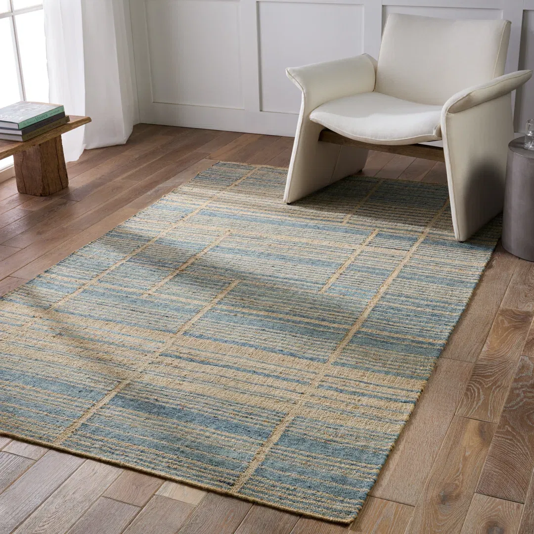 Zoya Flatweave Striped Area Rug in Brown/Blue large image 