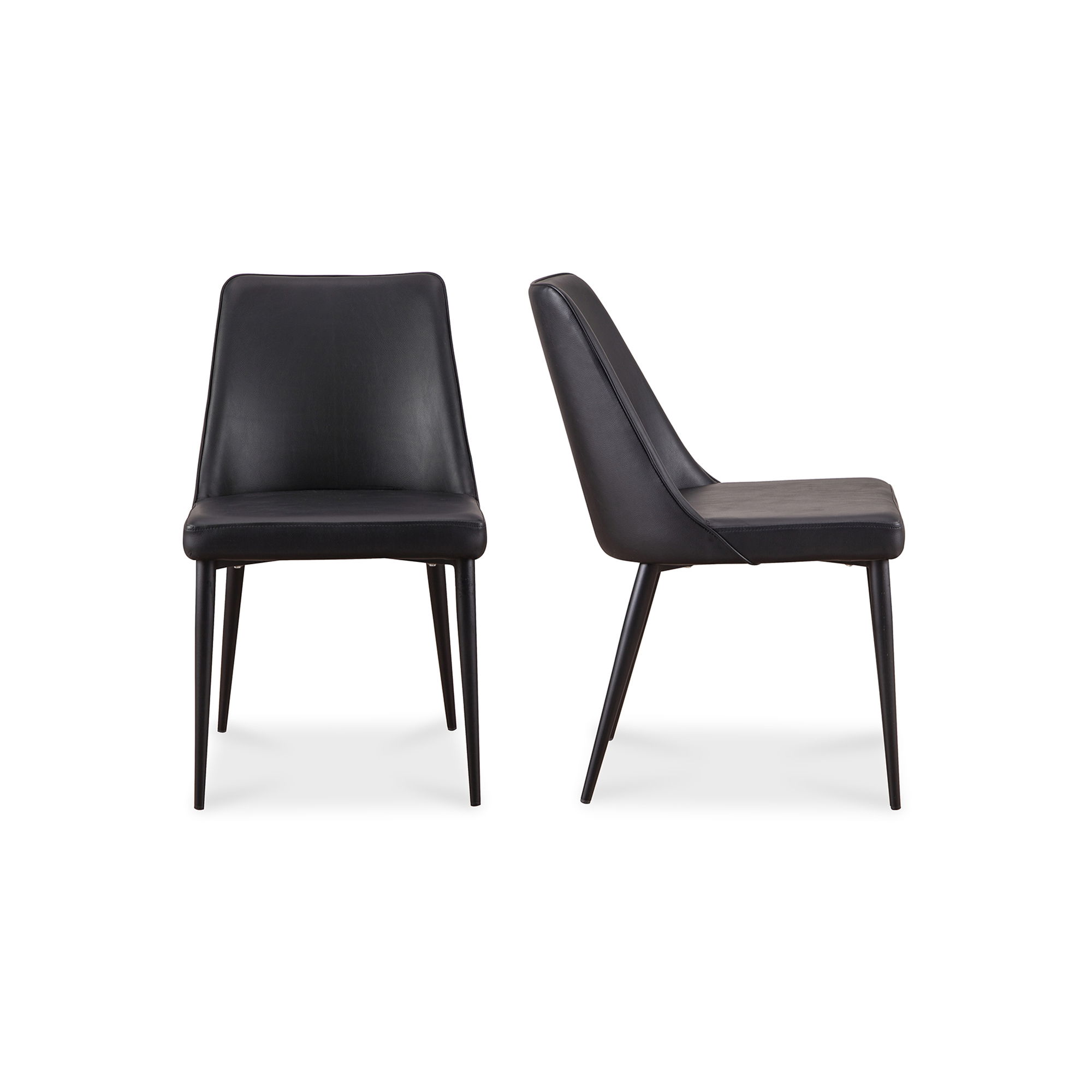 Lula Dining Chair Black Vegan Leather - Set Of Two, by Moe's Home, 18" width x 31.9" height x 23.4" depth View 1