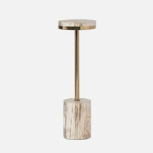 Online Designer Bedroom JANINA, Drink Table, Light Mix, 8"Dx25"H, Petrified Wood.