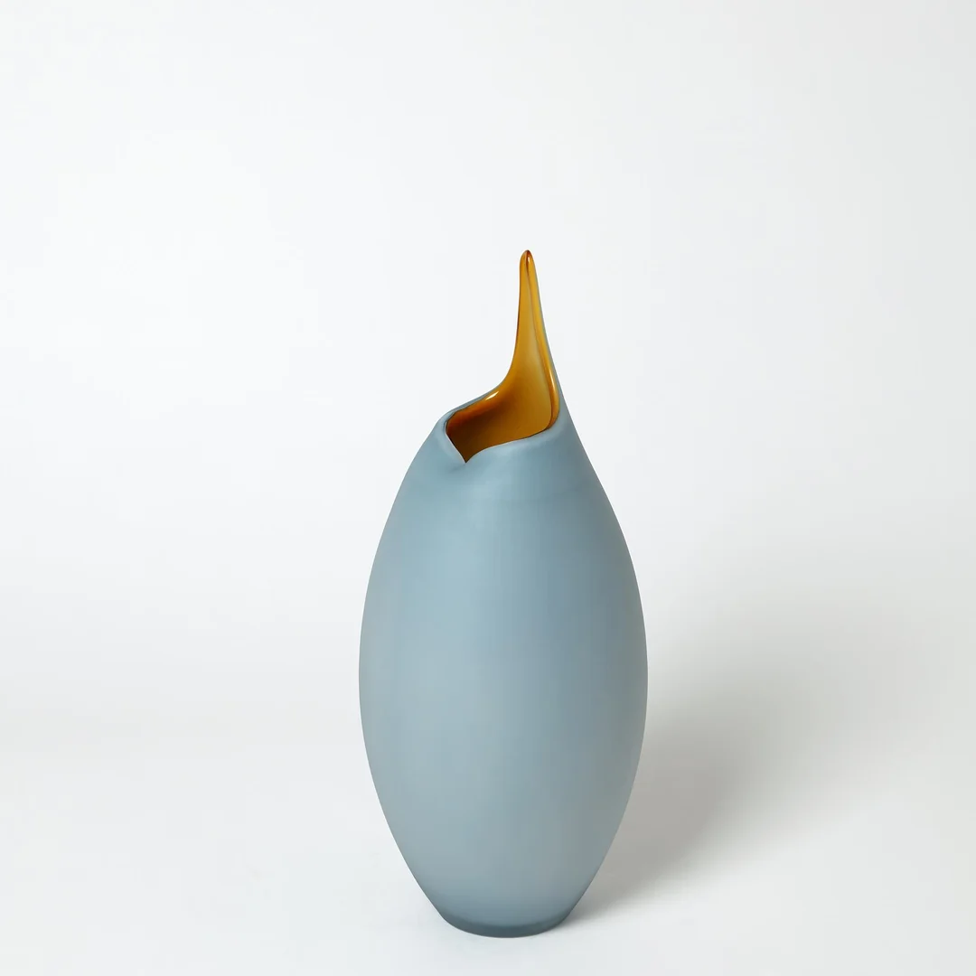 Frosted Vase w/Amber Casing, by Global Views, 7.25" width x 18.25" height x 7.25" depth View 2