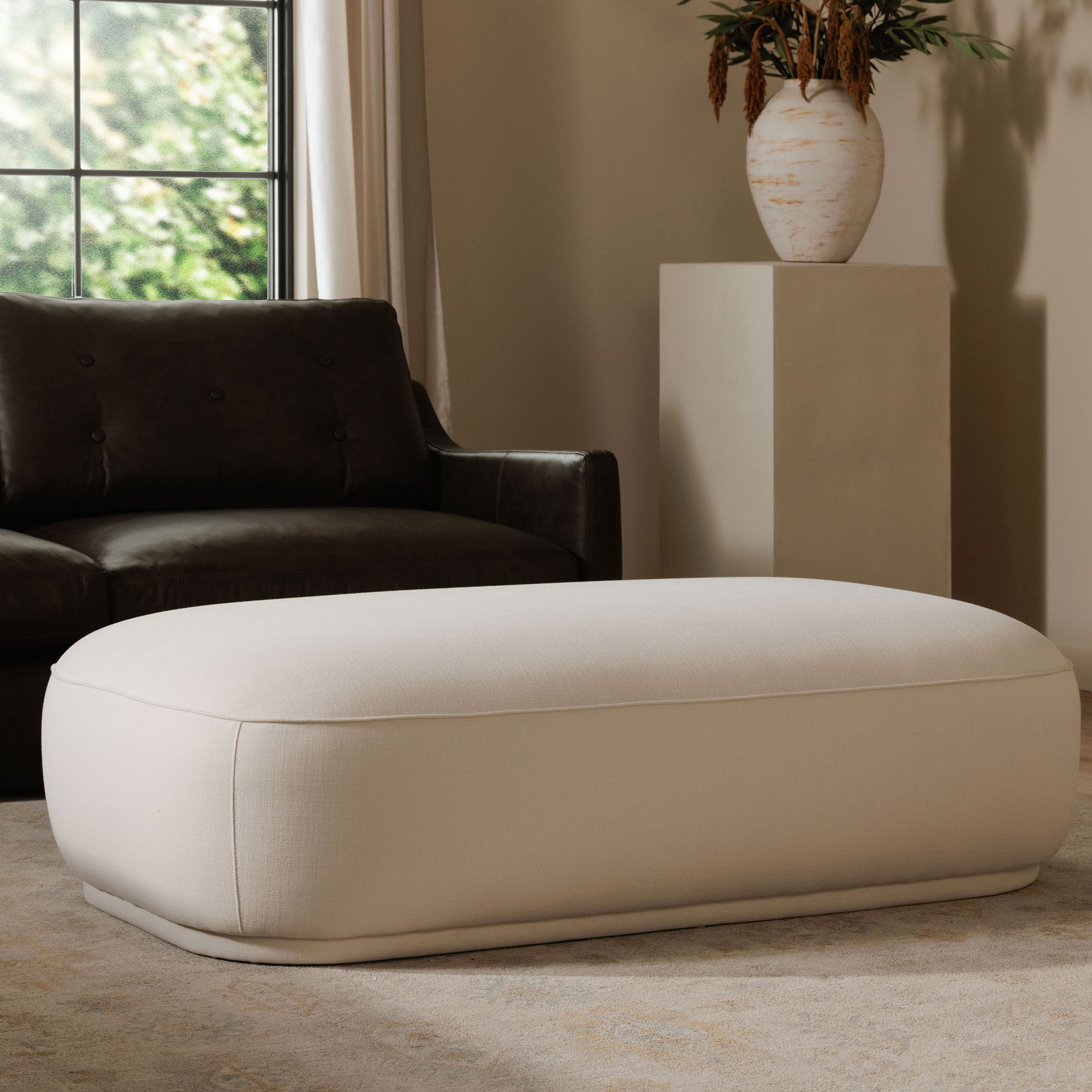 Marion Rectangular Ottoman White large image 