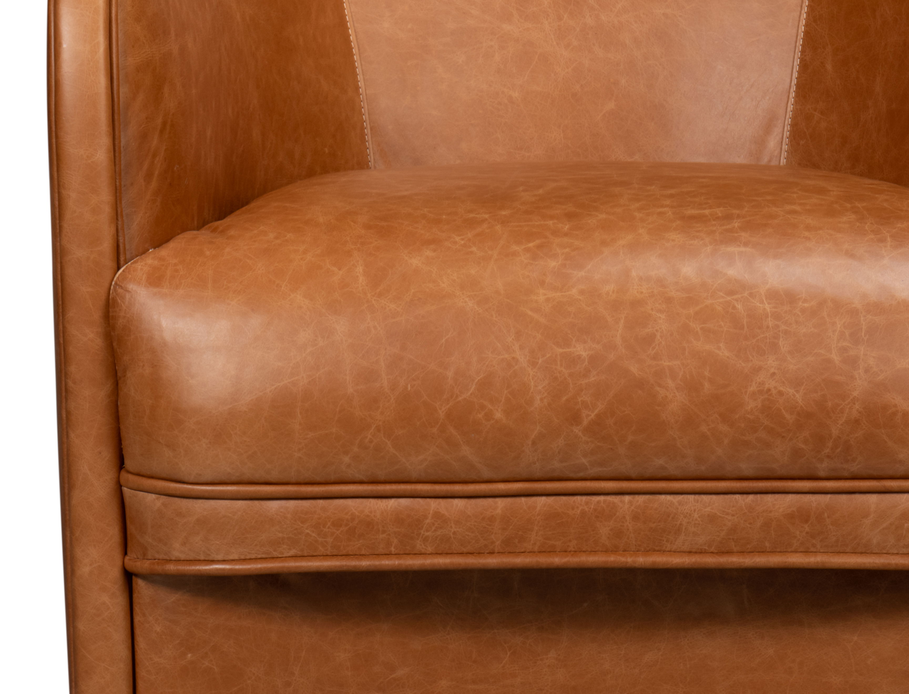 Braxton Leather Swivel Chair, Brown large image 