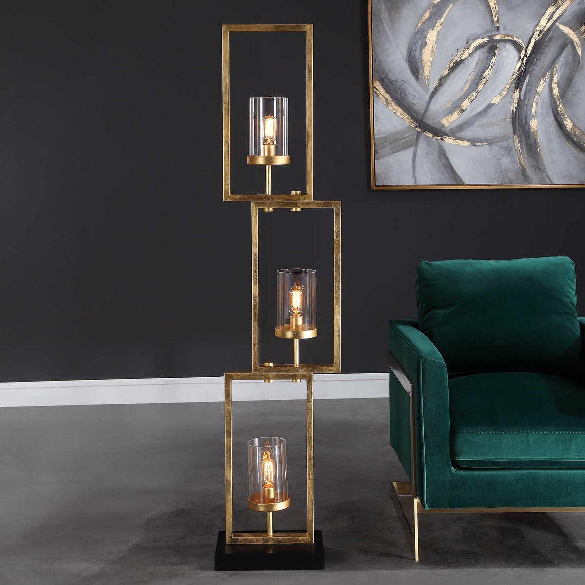 Cielo Staggered Rectangles Floor Lamp, by Uttermost, 1'2" width x 5'4.25" height x 8" depth View 5