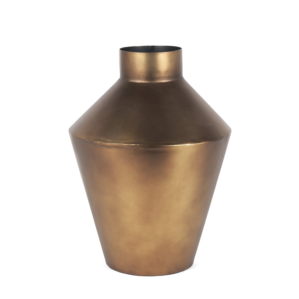 Perrin Small Brushed Gold Metal Decorative Vase, by Mercana, 8.5" length x 8.5" width x 12" height View 1