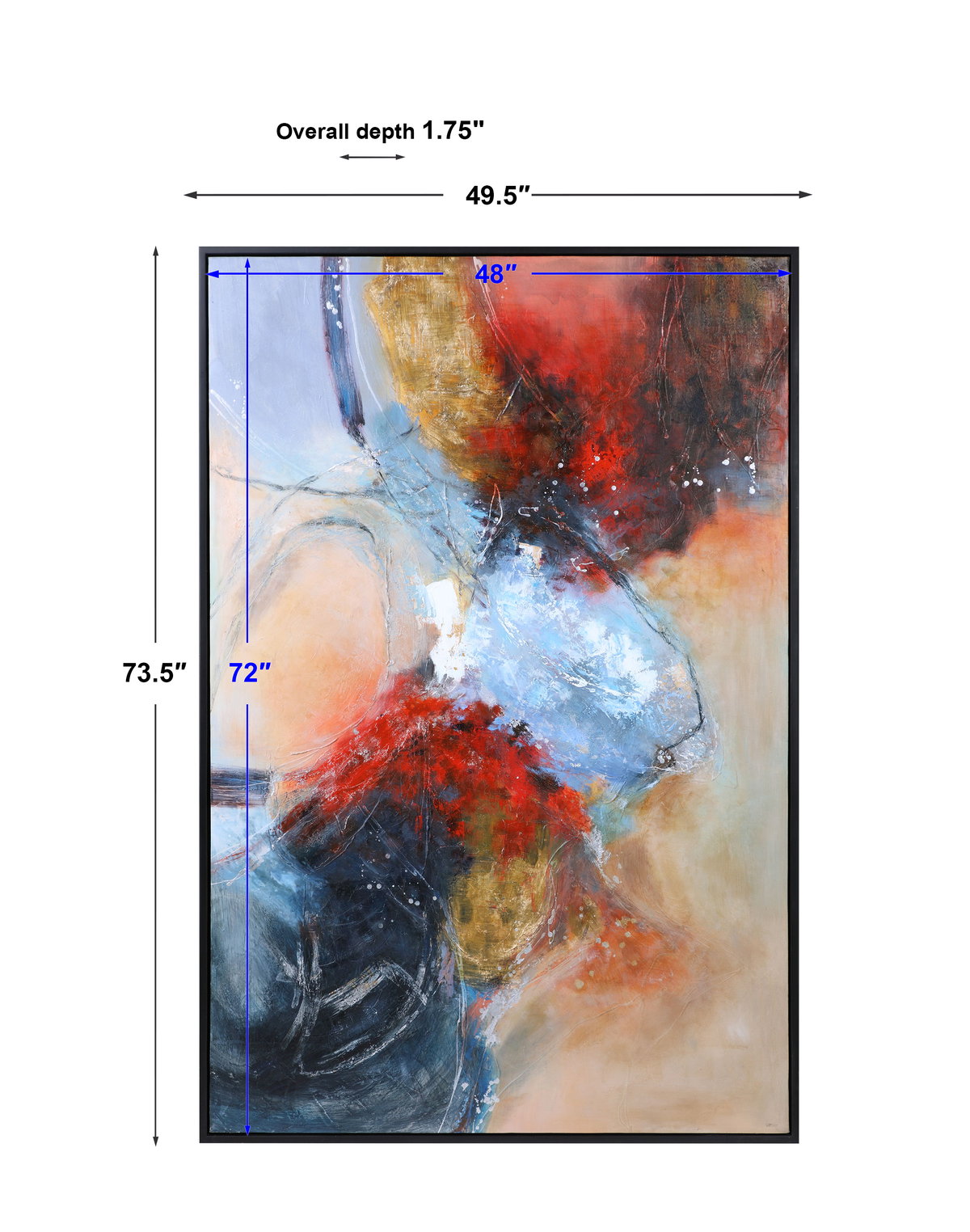 Summer Sunset Abstract Art, Painting by Uttermost, 49.5" width x 73.5" height x 1.75" depth View 3