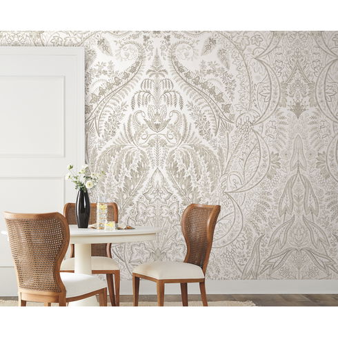 Beige Jaipur Paisley Damas Wall Mural