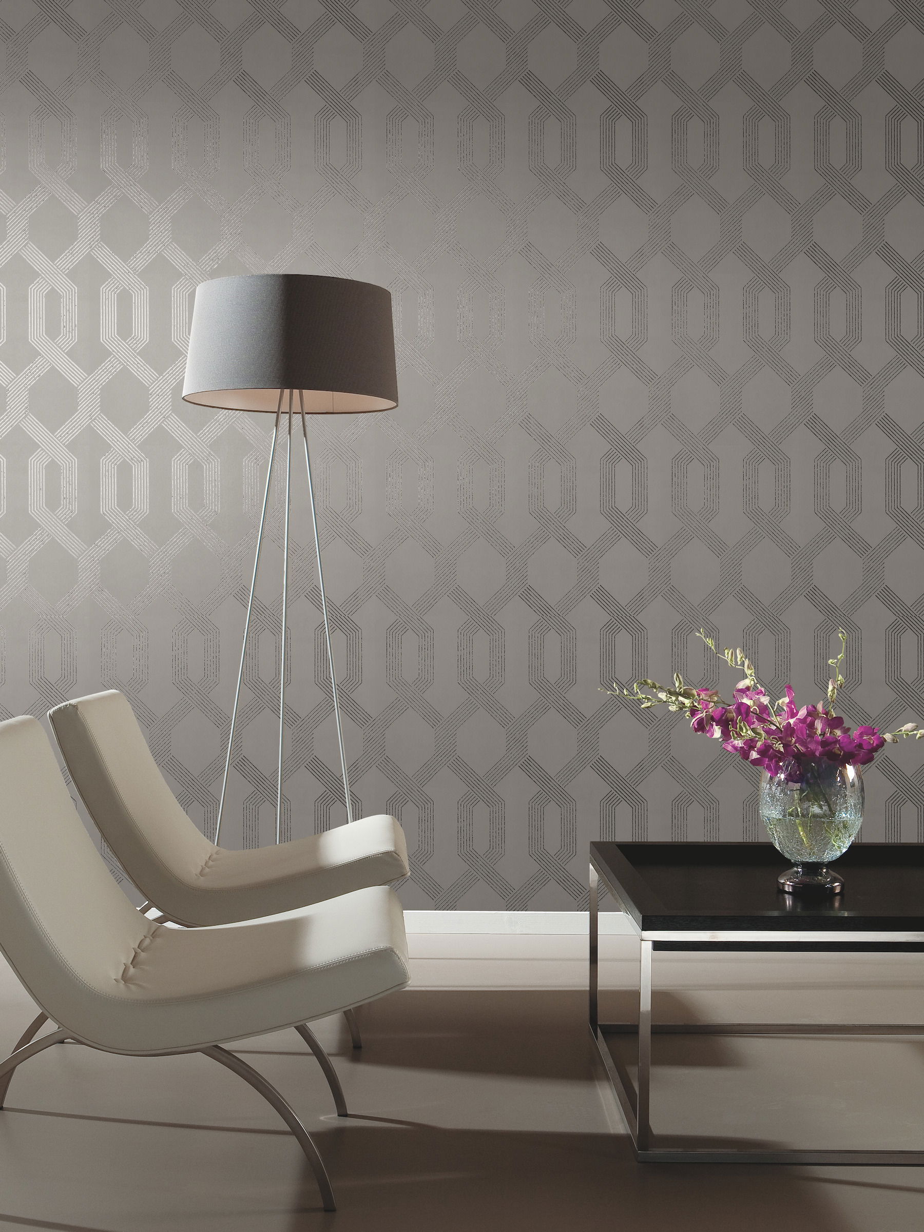 Viva Lounge Silver Metallic Wallpaper large image 