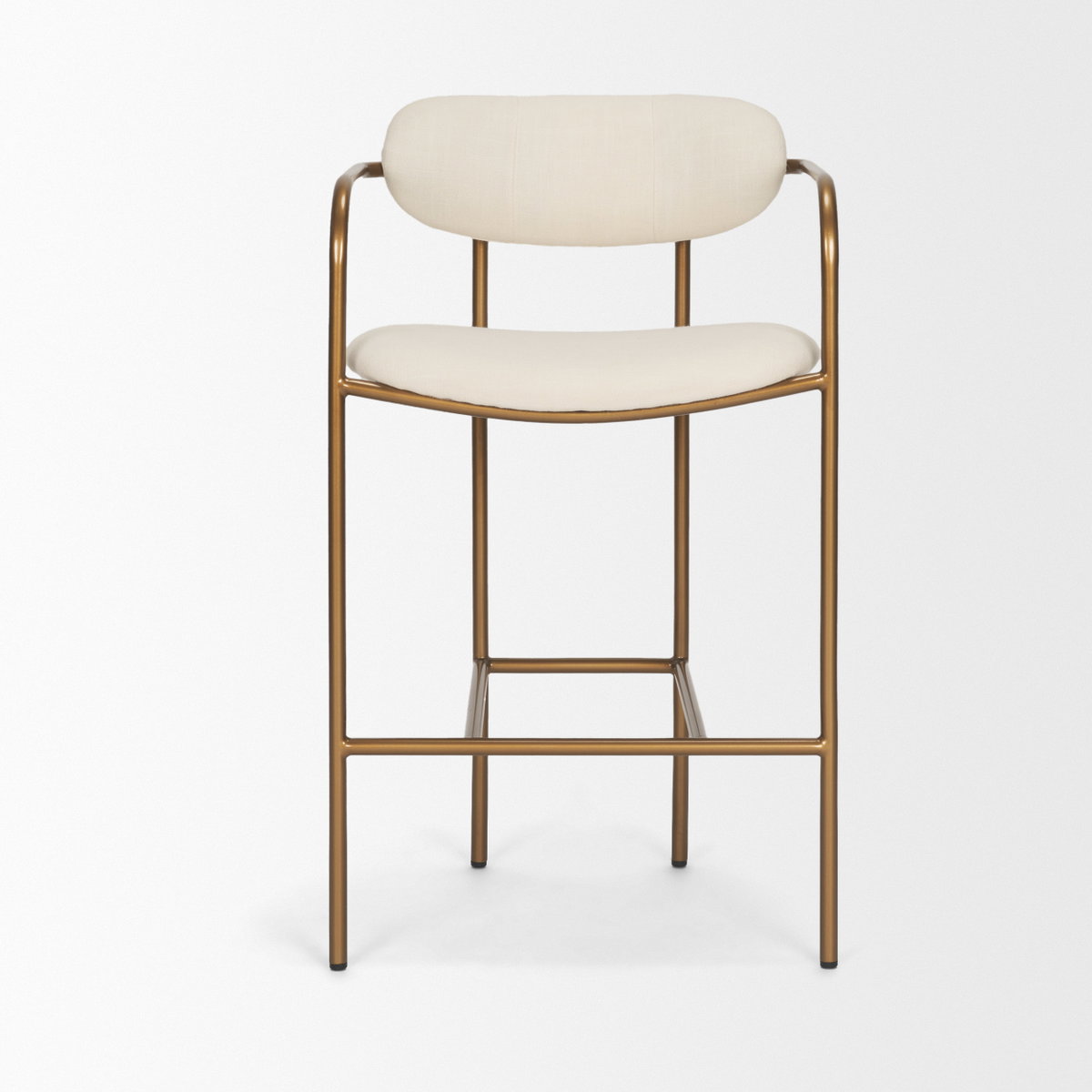 Parker Backless 36.5in Seat Counter Stool | Cream Fabric with Gold Metal, Counter & Bar Stool by Mercana, 21.25" length x 21.5" width x 36.5" height View 7