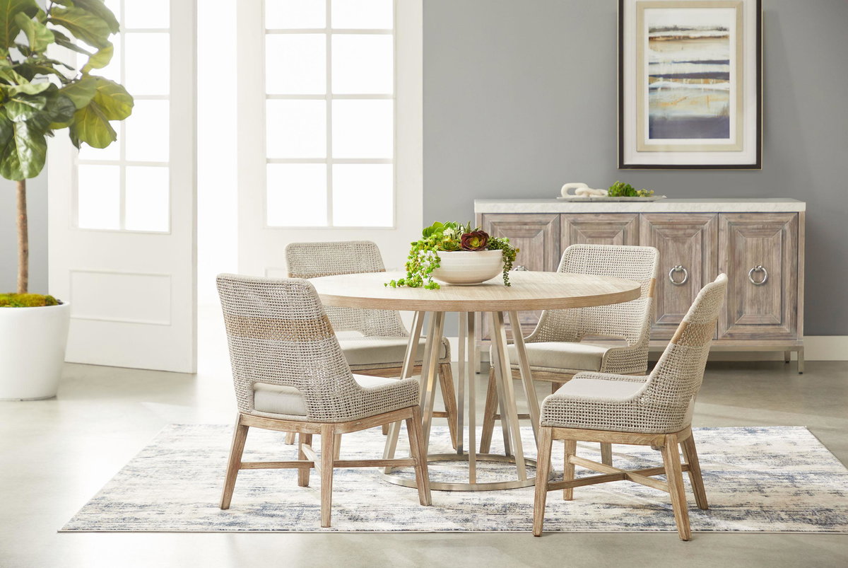 Turino 54' Round Dining Table Wood Top, by Essentials for Living, 54" width x 1.5" height x 54" depth View 5