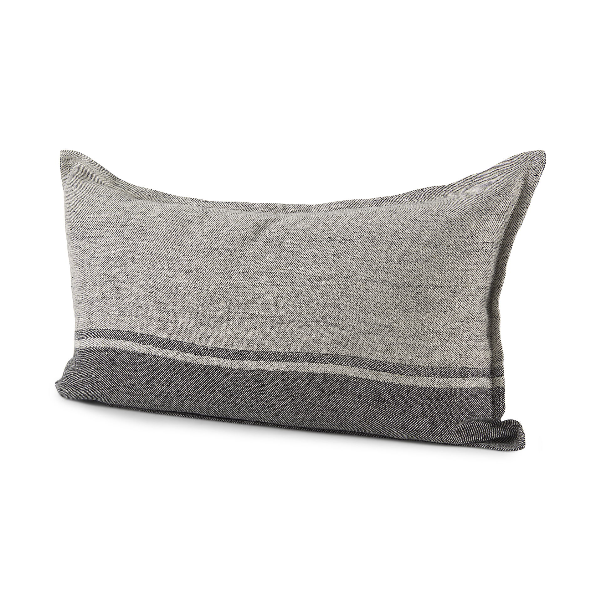 Zadie 14L x 26W Light Gray and Dark Gray Fabric Color Blocked Decorative Pillow Cover, by Mercana, 14" length x 26" width x 0.2" height View 1