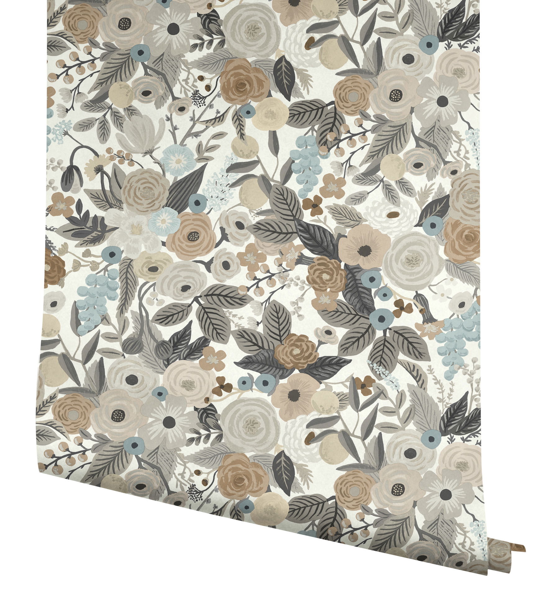 Garden Party Off White & Brown Peel & Stick Wallpaper large image 