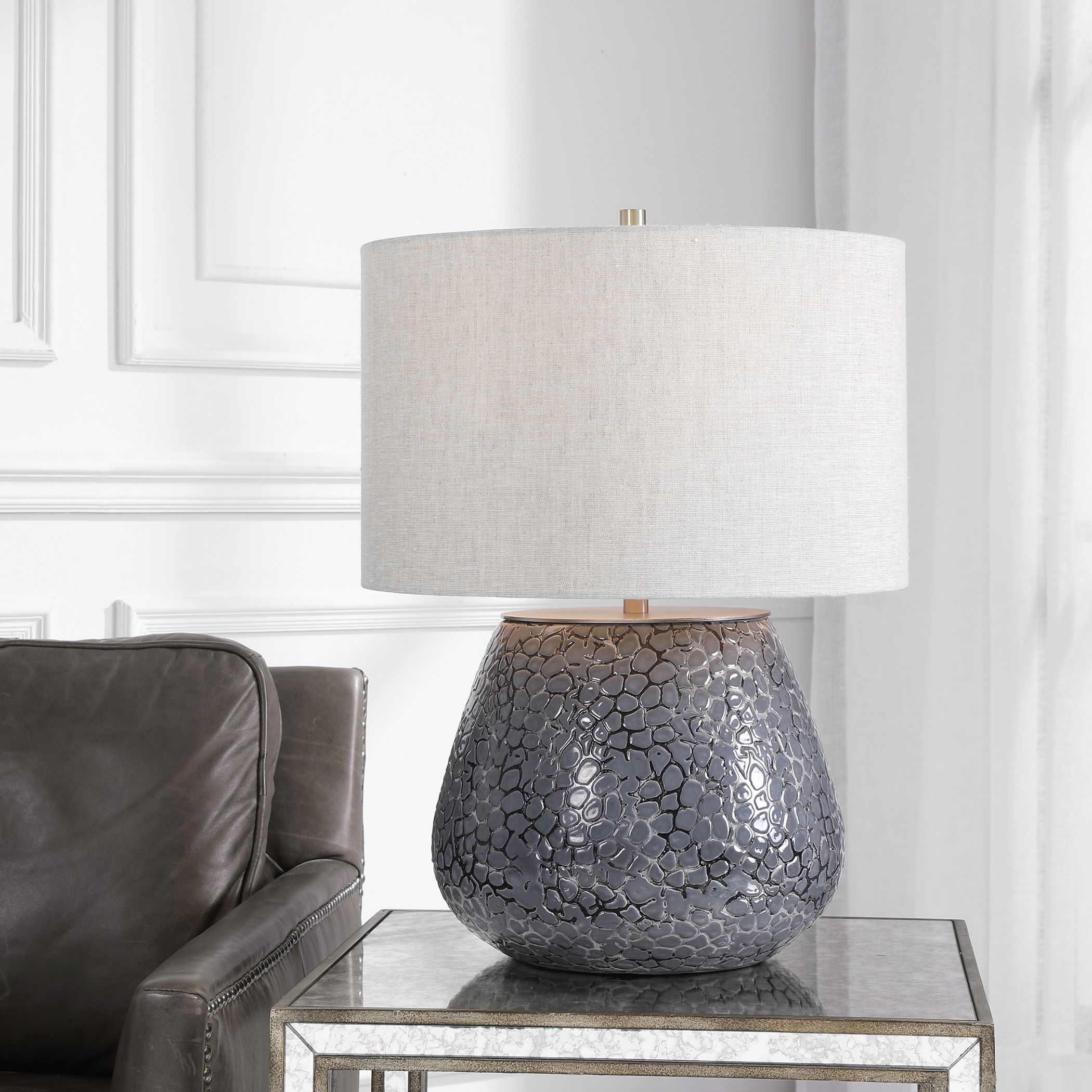 Pebbles Metallic Gray Table Lamp large image 