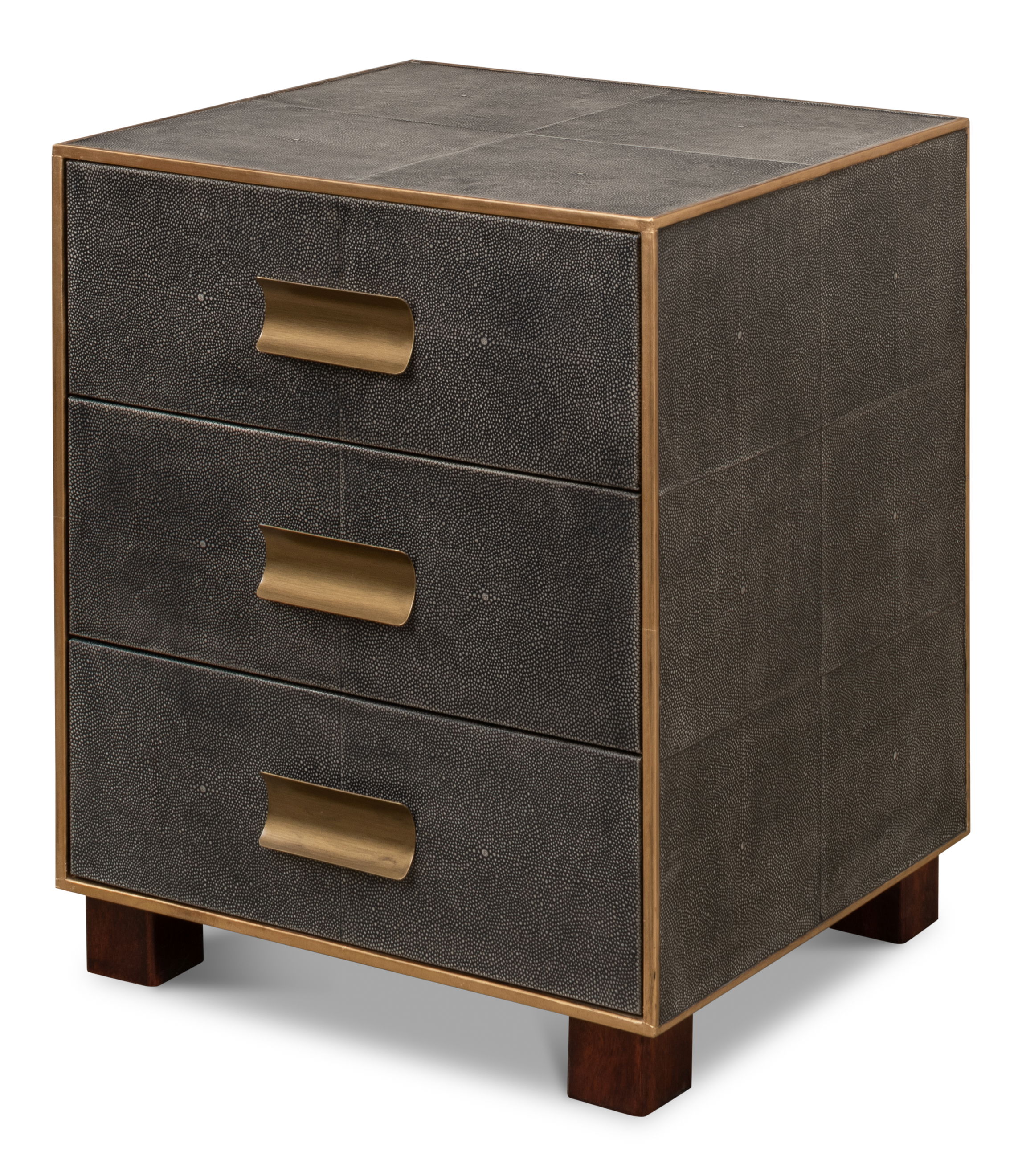 Gideon Shagreen 3 Drawer Side Table, Gry large image 
