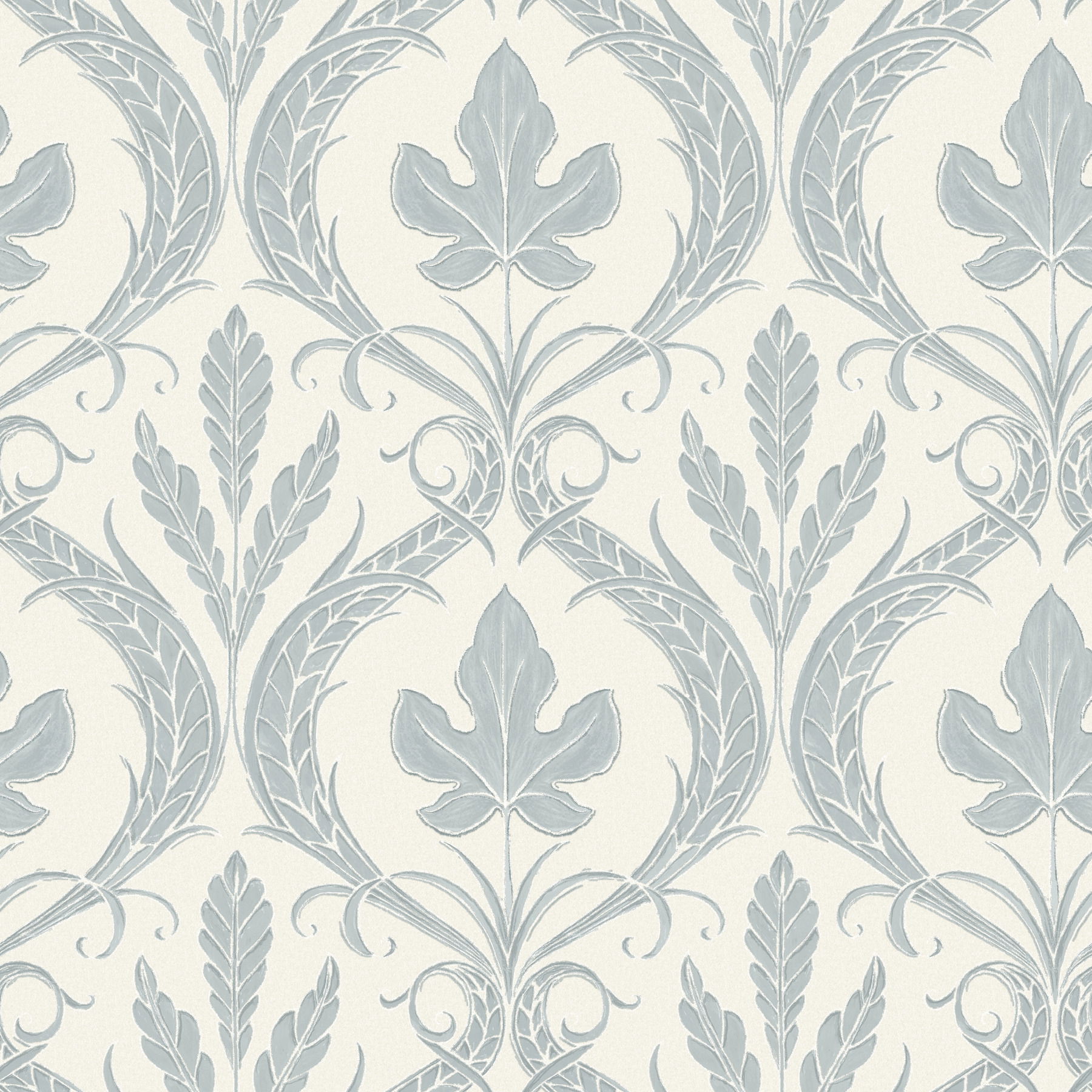 Adirondack Damask Blue & Beige Wallpaper large image 