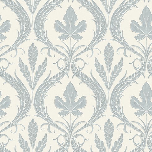 Adirondack Damask Blue & Beige Wallpaper