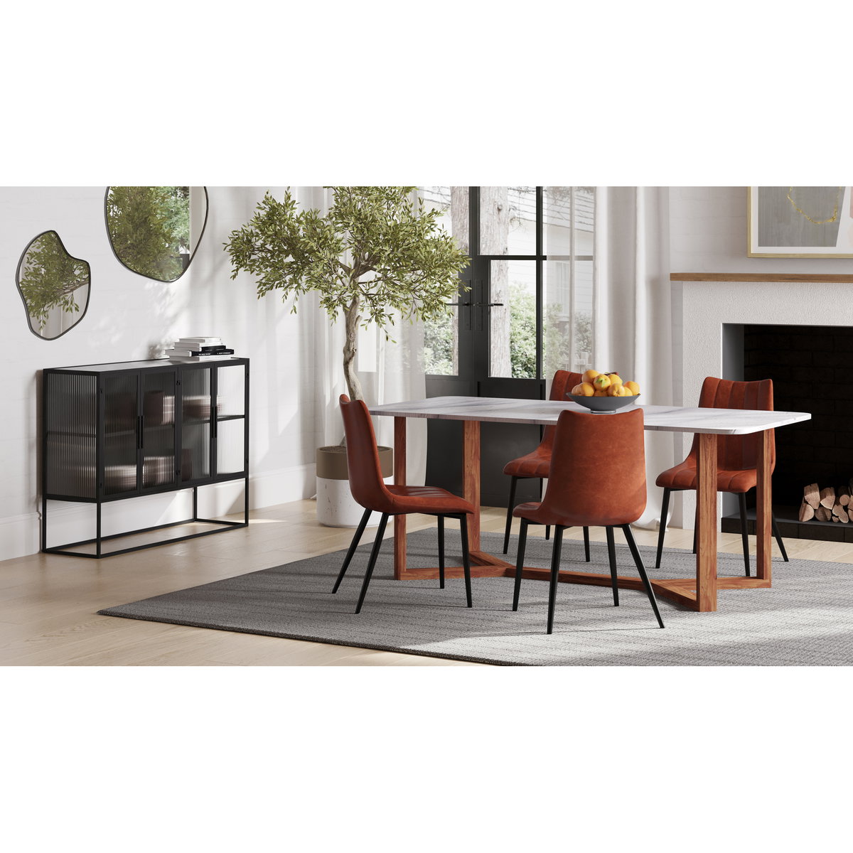 Alibi Dining Chair Brown - Set Of Two, by Moe's Home, 18" width x 33" height x 20" depth View 9