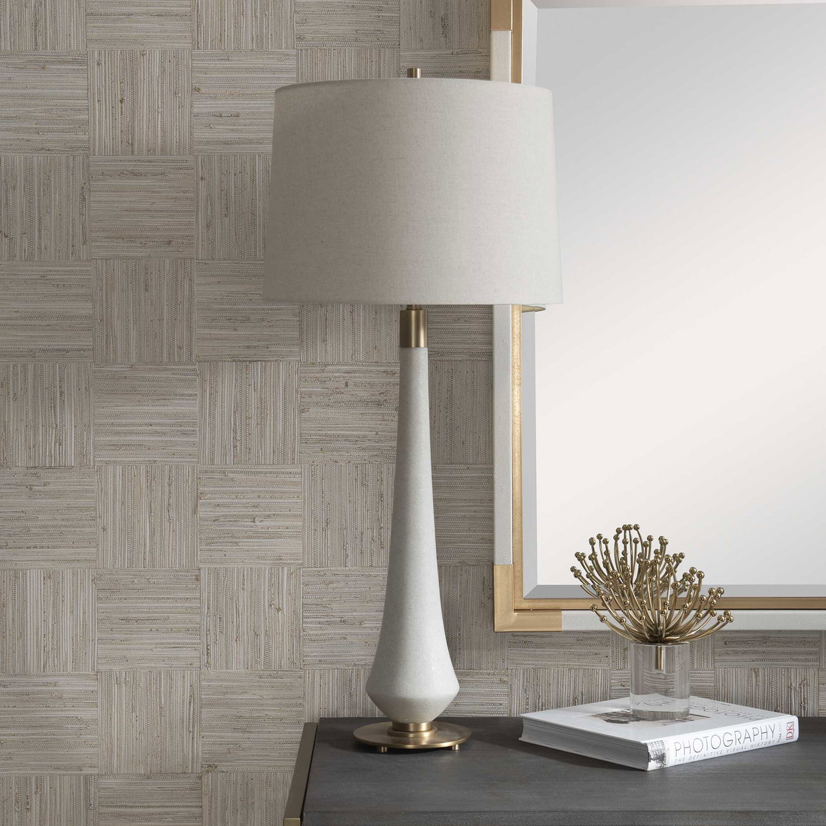 Marille Ivory Stone Table Lamp, by Uttermost, 1'4" width x 2'11.5" height x 1'4" depth View 4