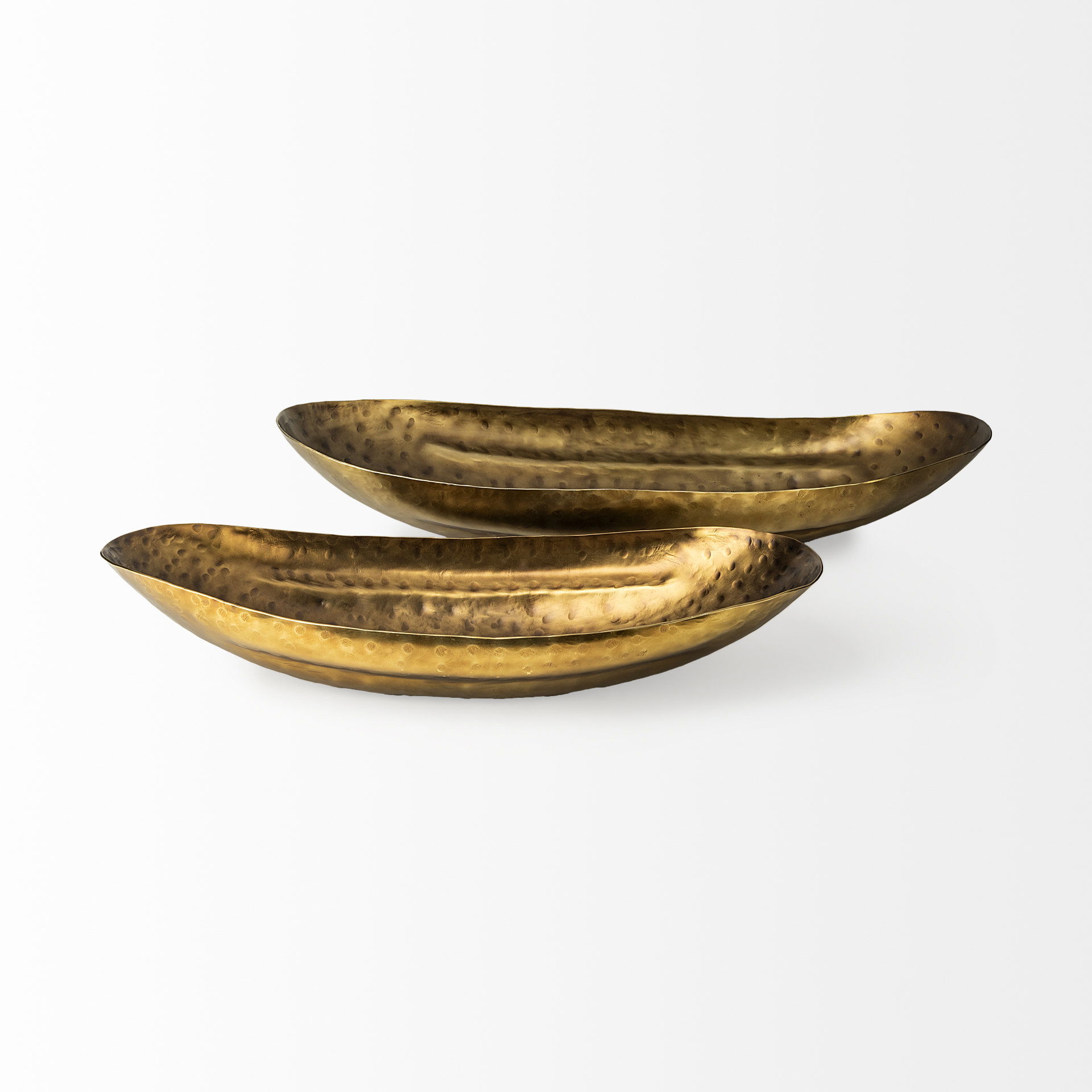 Karmen (Set of 2) Gold Hammered Oversized Bowls, Decorative Bowl by Mercana, 28.74" length x 11.81" width x 5.12" height View 3