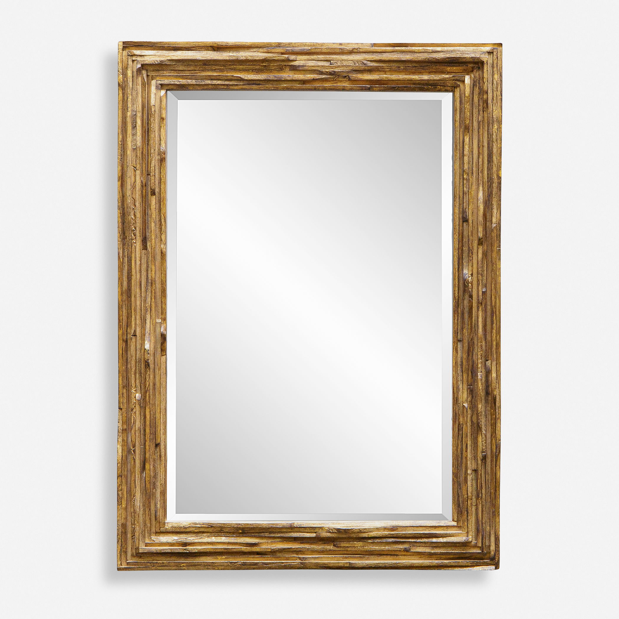 Overlap Teak Wood Mirror large image 