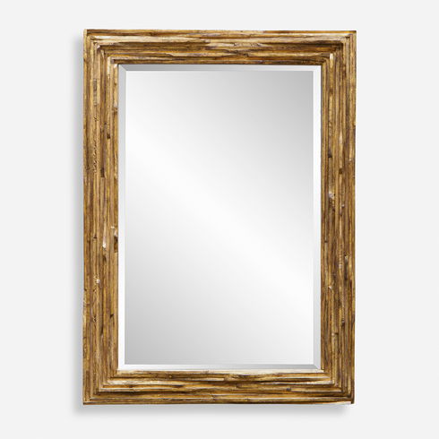 Overlap Teak Wood Mirror