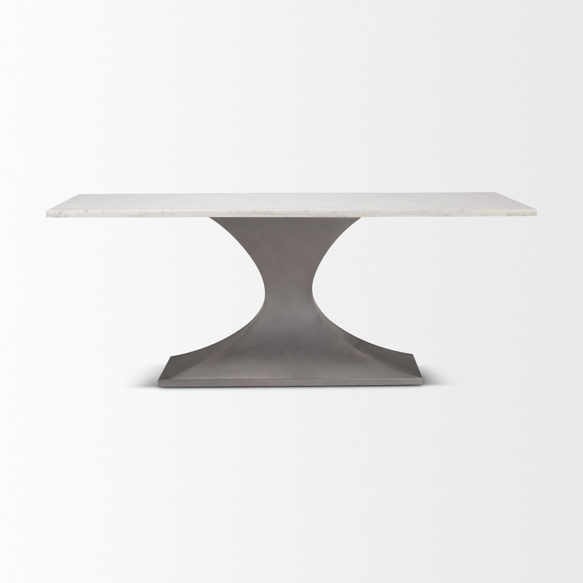 Maxton 79'L x 39'W Rectangular Pedestal Dining Table | White Marble & Gunmetal Metal | Seats 8, by Mercana, 79" length x 39" width x 30" height View 3