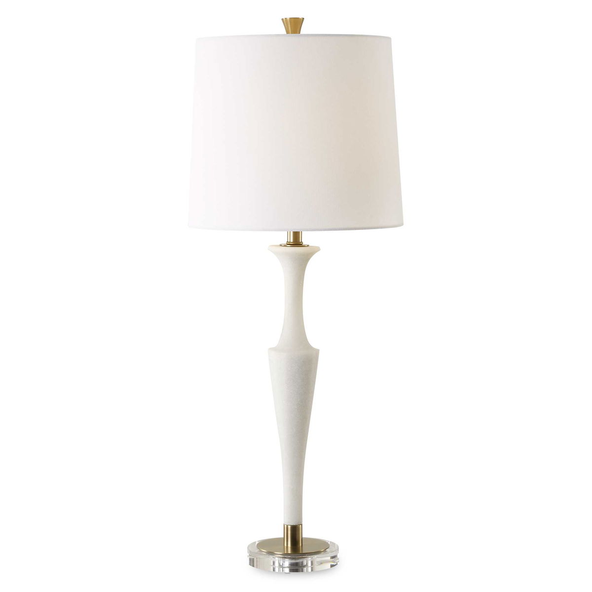 Colette White Stone Table Lamp, by Uttermost, 14" width x 35.5" height x 14" depth View 1