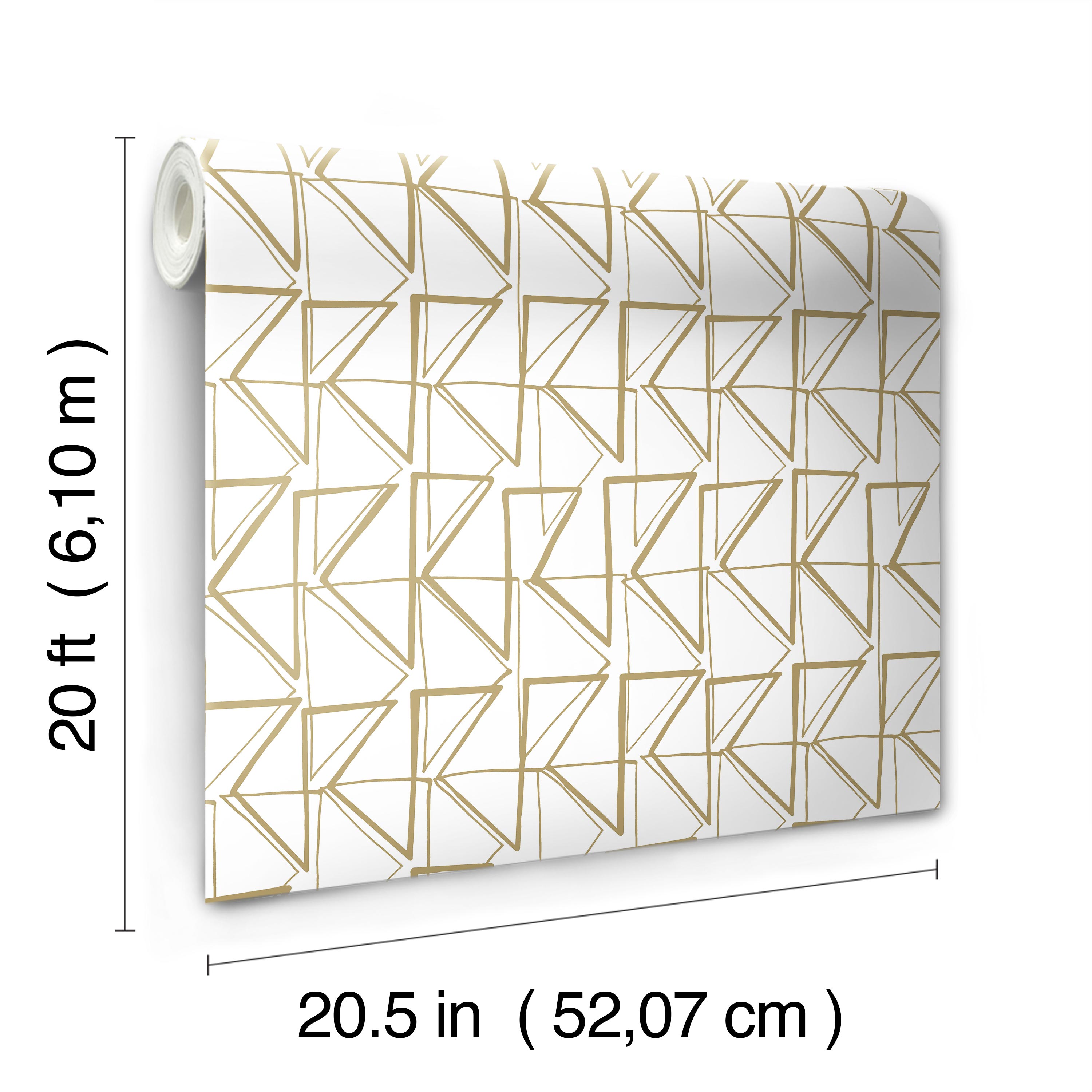 Love Triangles Gold Metallic Peel & Stick Wallpaper large image 