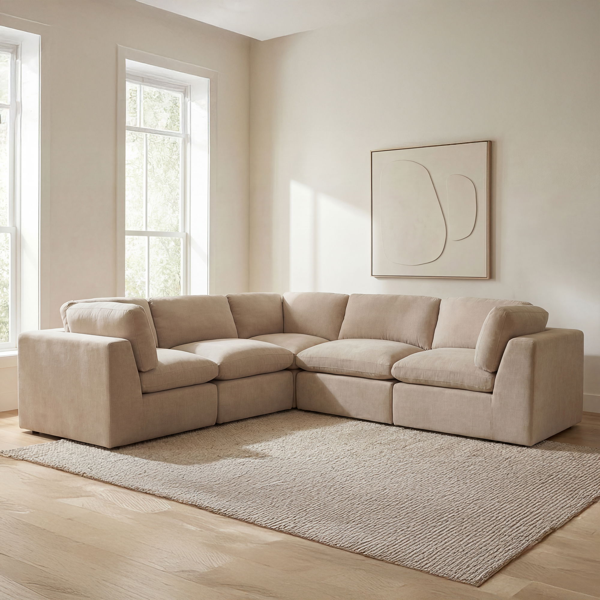 Cates Corner Chair Pebble, Sectional Sofa by Moe's Home, 36.25" width x 35.4" height x 36.25" depth View 6