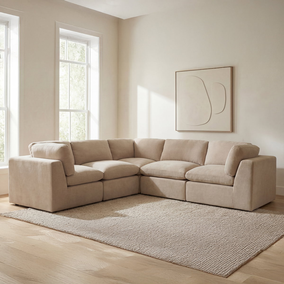 Cates Corner Chair Pebble, Sectional Sofa by Moe's Home, 36.25" width x 35.4" height x 36.25" depth View 6
