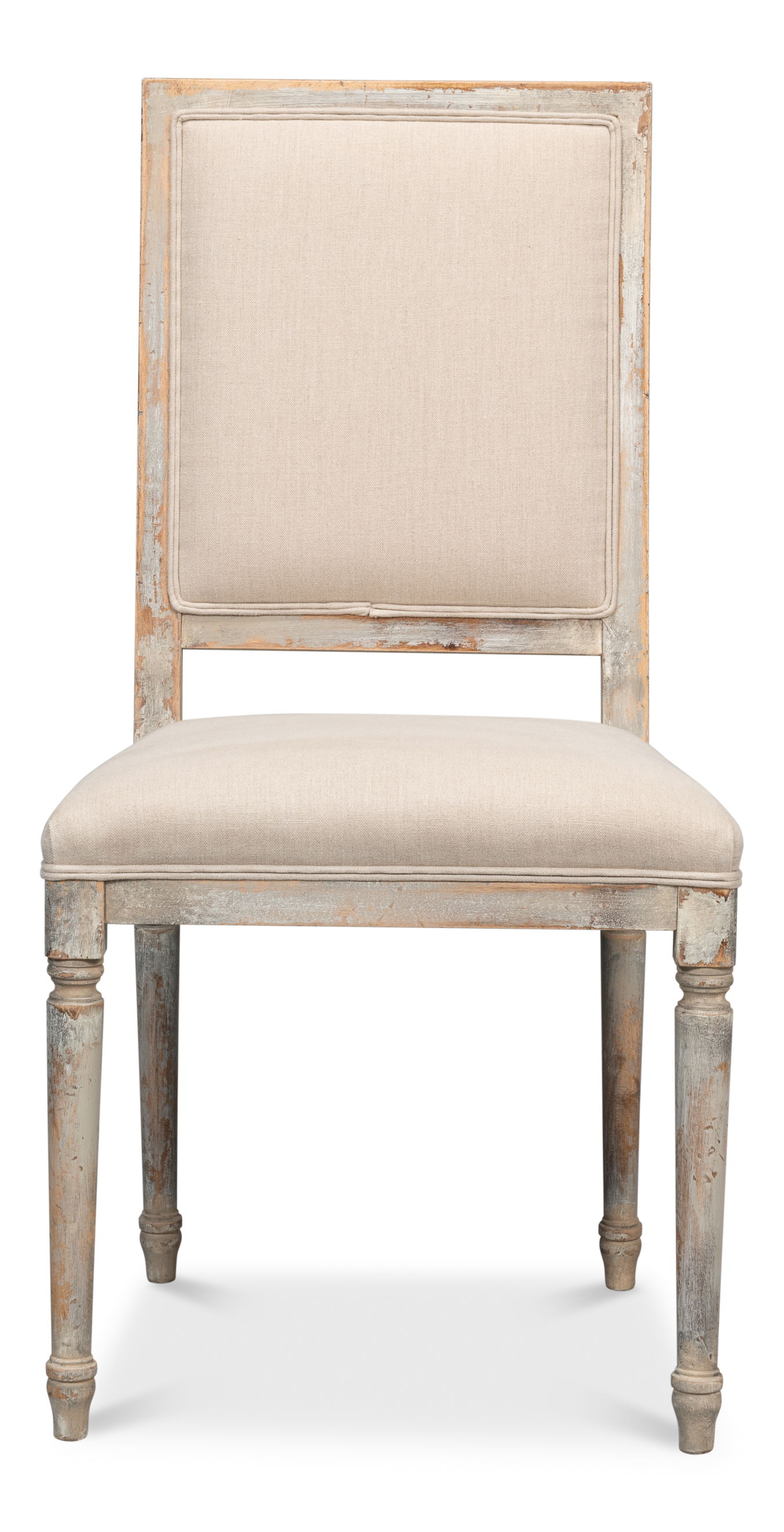 Square Back Side Chair,Grey Oak,Flax, Dining Chair by Sarreid, 20" length x 20" width x 40" height View 2
