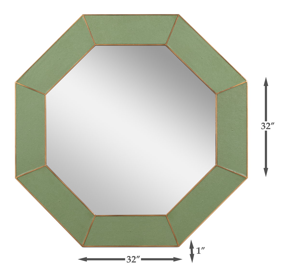 Eleanor Mirror Shagreen Watercress, by Sarreid, 1" length x 2'8" width x 2'8" height View 7