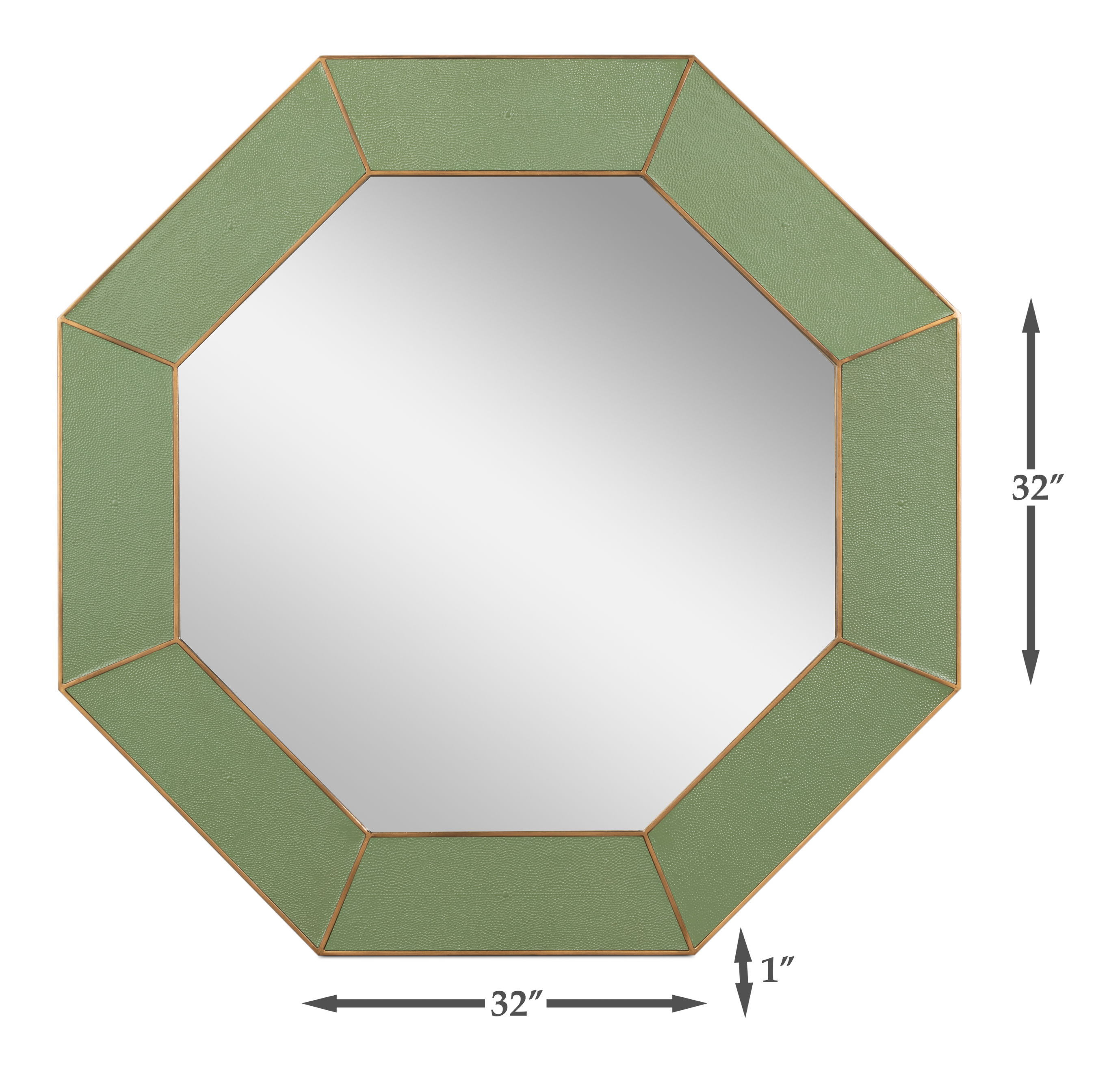 Eleanor Mirror,Shagreen,Watercress, by Sarreid, 32" length x 1" width x 32" height View 7