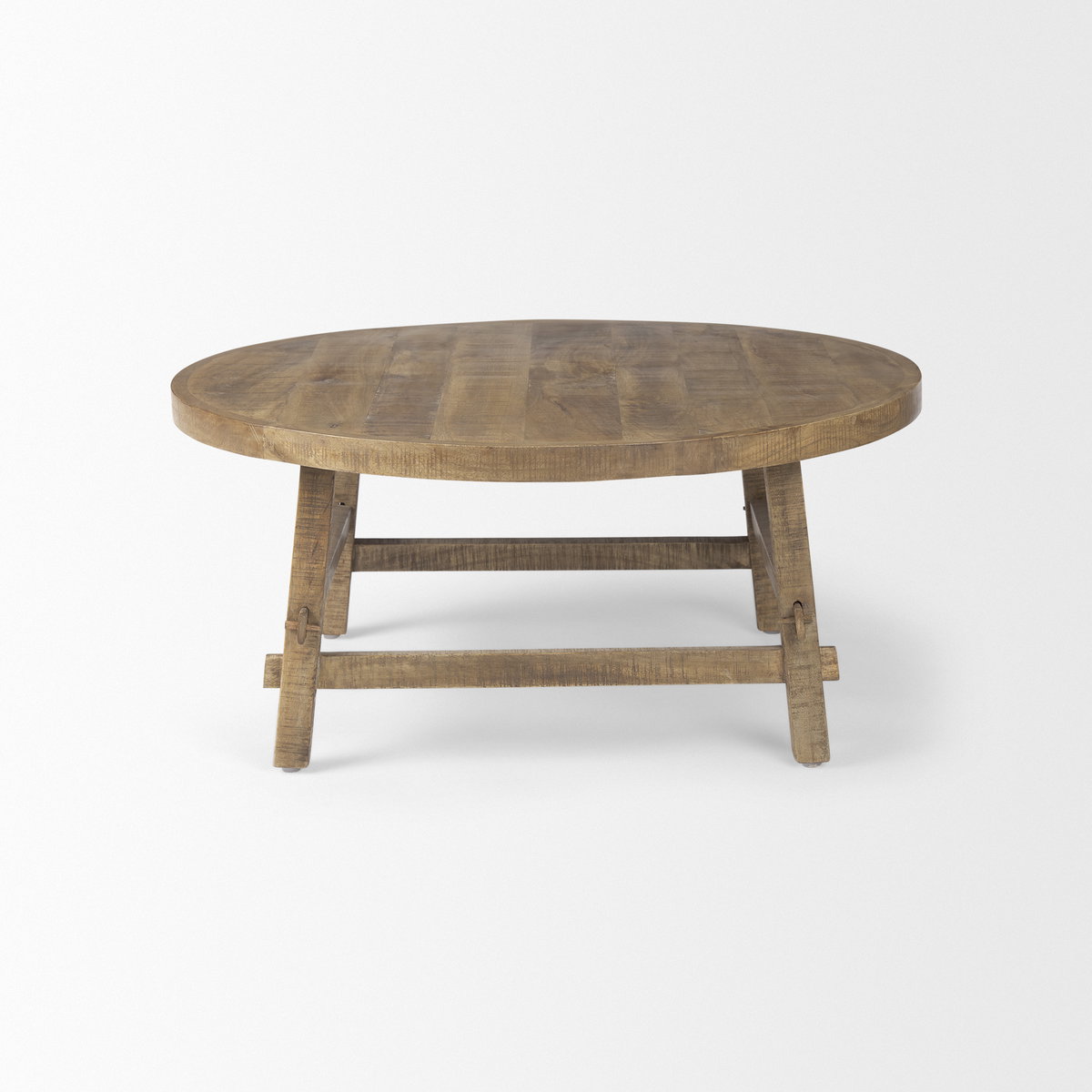 Rosie   Round Medium Brown Wood Coffee Table, by Mercana, 36" length x 36" width x 16" height View 3