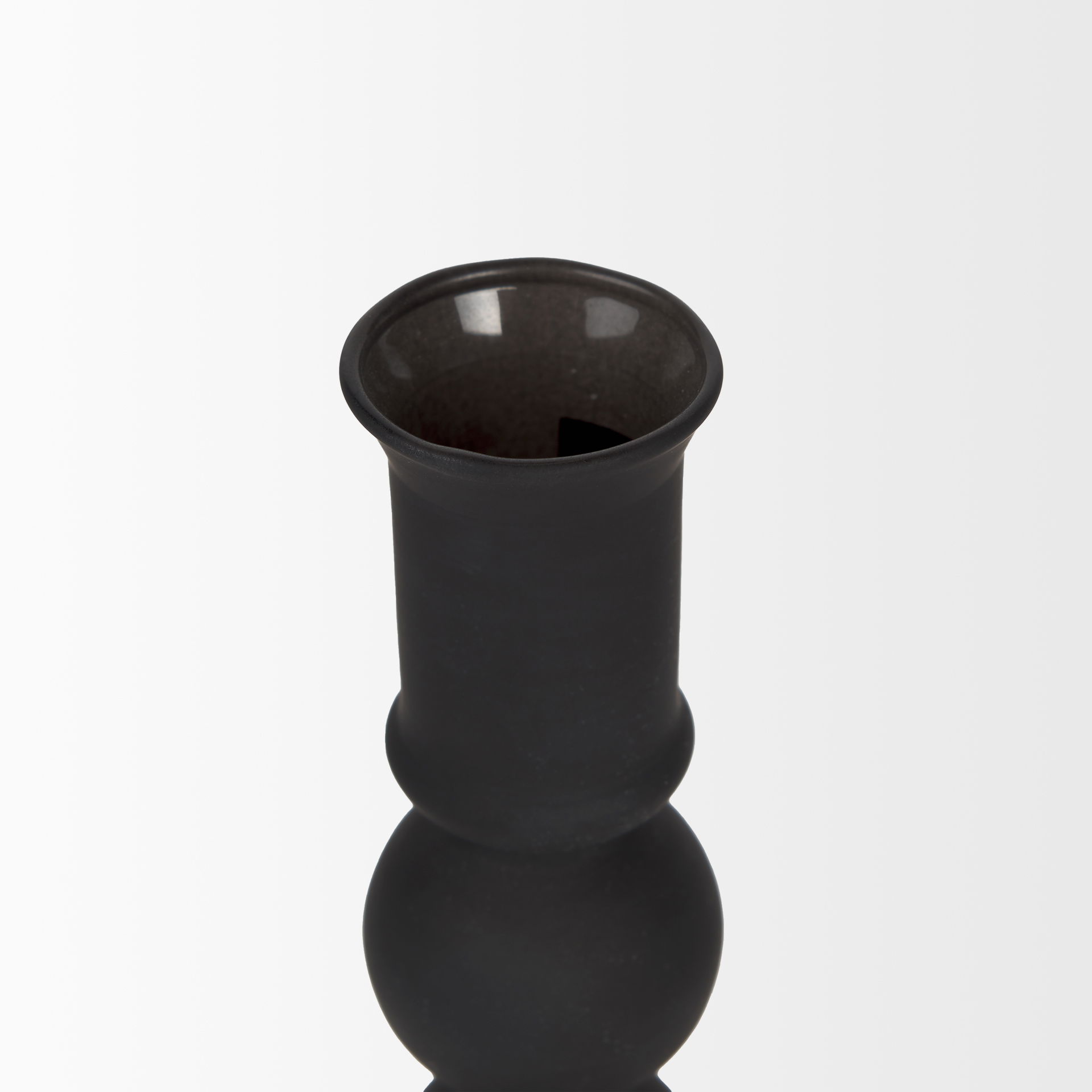 Haute Small Matte Black Blown Glass Candlestick, Candles & Candle Holder by Mercana, 4.02" length x 4.02" width x 7.95" height View 4