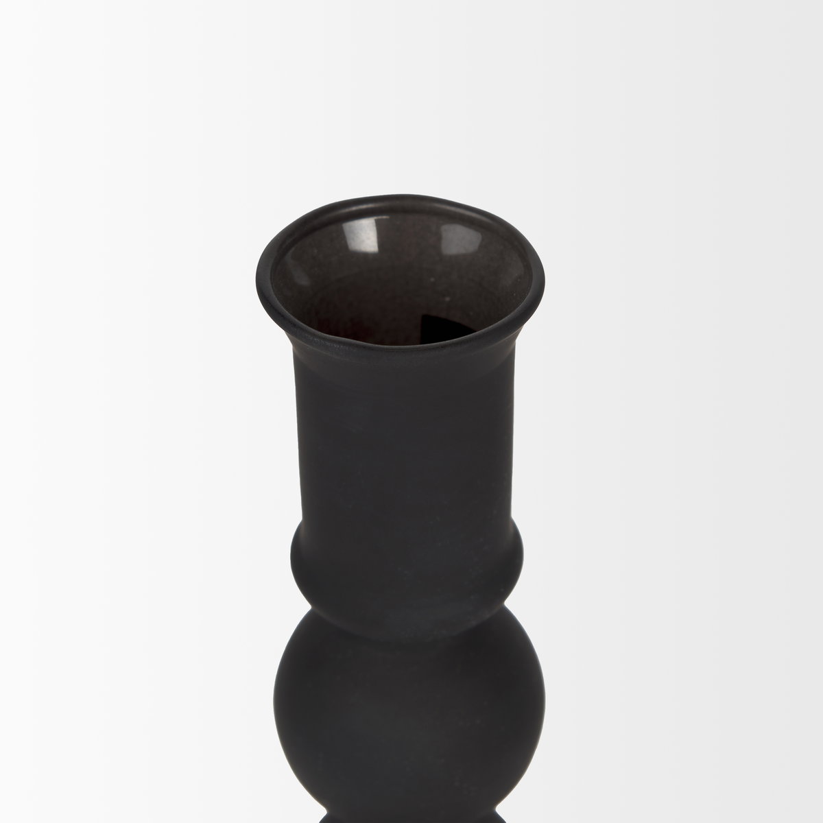 Haute Small Matte Black Blown Glass Candlestick, Candles & Candle Holder by Mercana, 4.02" length x 4.02" width x 7.95" height View 4