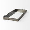 Elio  Gun Metal Gray Metal with Studs and Mirrored Bottom Rectangle Tray thumbnail 4